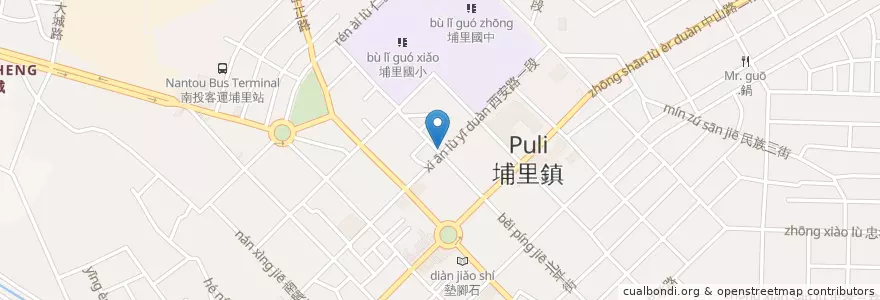 Mapa de ubicacion de 埔里照燒雞排 en Taiwan, Taiwan Province, Nantou County, Puli Township.