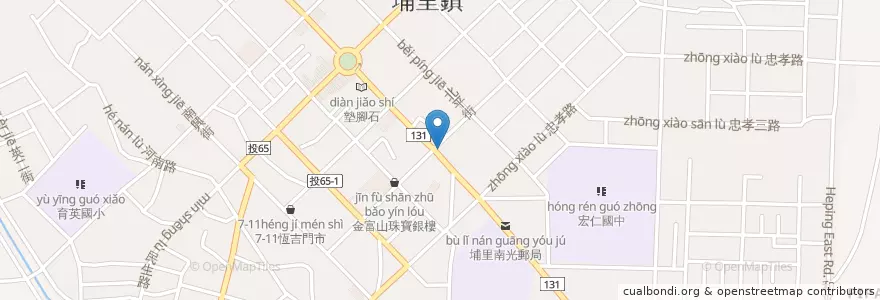 Mapa de ubicacion de JB早餐 en Tayvan, 臺灣省, Nantou, 埔里鎮.