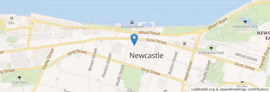 Mapa de ubicacion de Baggas en Australia, New South Wales, Newcastle City Council, Newcastle-Maitland.