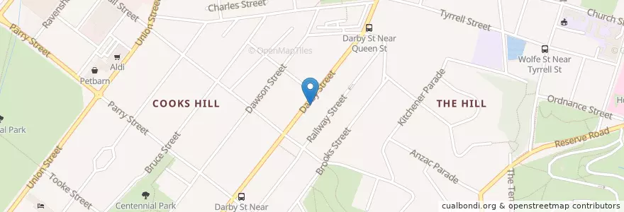 Mapa de ubicacion de Laneway On Darby en 오스트레일리아, New South Wales, Newcastle City Council, Newcastle-Maitland.