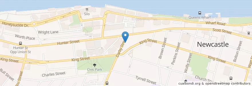 Mapa de ubicacion de Bangkok On Darby en Australia, Nueva Gales Del Sur, Newcastle City Council, Newcastle-Maitland.