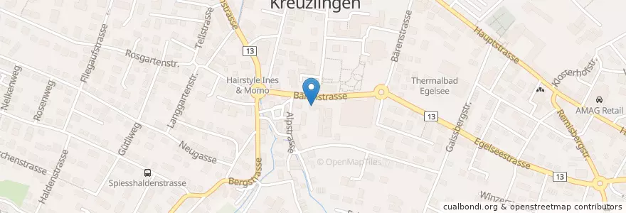 Mapa de ubicacion de Bildungszentrum für Bau und Mode en Schweiz/Suisse/Svizzera/Svizra, Thurgau, Bezirk Kreuzlingen, Kreuzlingen.