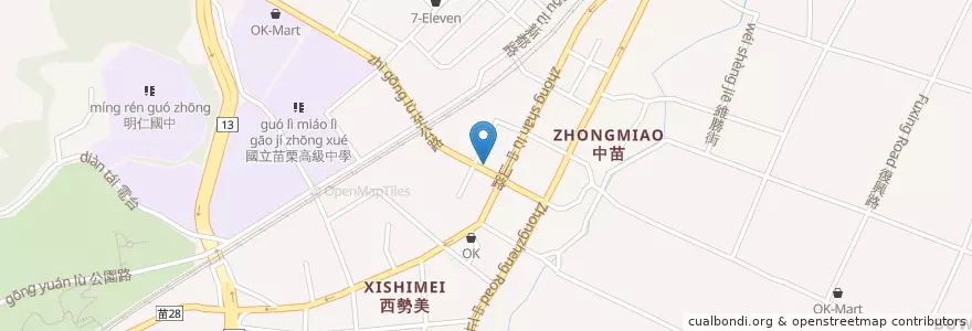 Mapa de ubicacion de 青苗社區活動中心 en Taiwán, Provincia De Taiwán, 苗栗縣, 苗栗市.