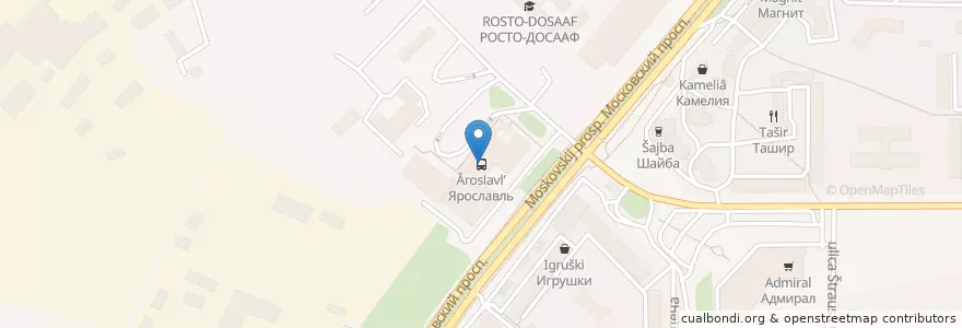 Mapa de ubicacion de Ярославский автовокзал en Russie, District Fédéral Central, Oblast De Iaroslavl, Ярославский Район, Городской Округ Ярославль.