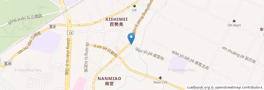 Mapa de ubicacion de 青苗里與綠苗里活動中心 en تايوان, مقاطعة تايوان, 苗栗縣, 苗栗市.