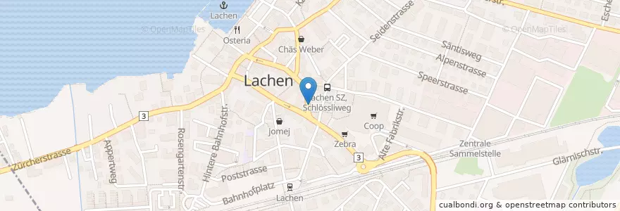 Mapa de ubicacion de Angolino Steakhouse en سوئیس, Schwyz, March, Lachen.