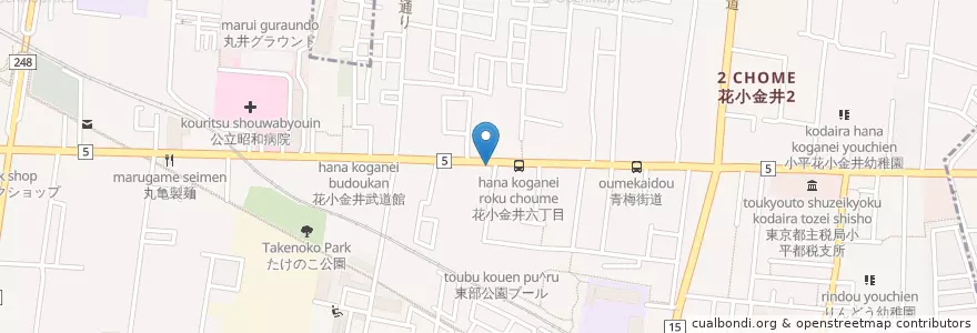 Mapa de ubicacion de 小平消防署花小金井出張所 en Japan, Tokio, 小平市.
