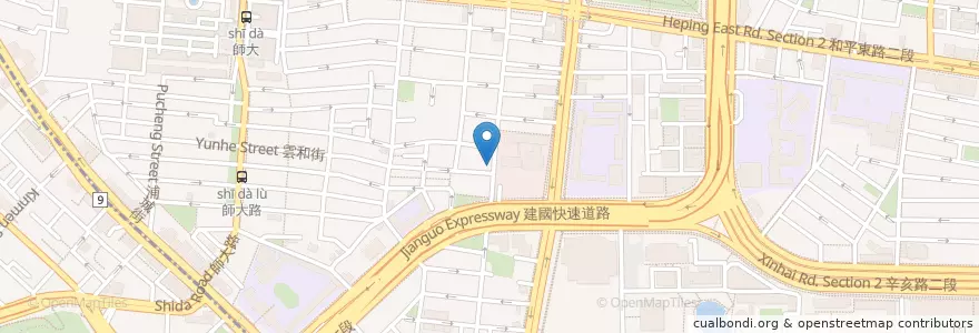 Mapa de ubicacion de 欒樹下書房 / 咖啡廳 en تايوان, تايبيه الجديدة, تايبيه, 大安區.