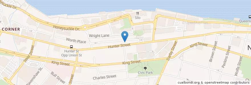 Mapa de ubicacion de The Press Bookhouse en Australia, New South Wales, Newcastle City Council, Newcastle-Maitland.