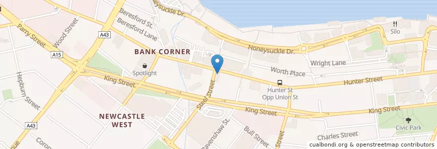 Mapa de ubicacion de The Family Hotel en オーストラリア, ニューサウスウェールズ, Newcastle City Council, Newcastle-Maitland.