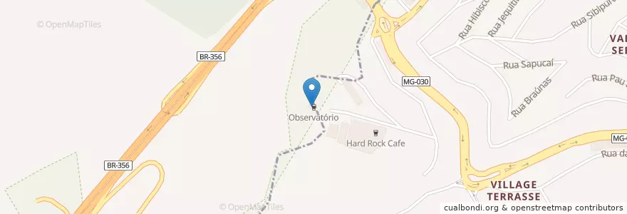 Mapa de ubicacion de Observatório en Brasile, Regione Sudest, Minas Gerais, Região Geográfica Intermediária De Belo Horizonte, Região Metropolitana De Belo Horizonte, Microrregião Belo Horizonte.