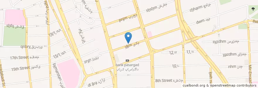 Mapa de ubicacion de بانک دی en ایران, استان تهران, شهرستان تهران, تهران, بخش مرکزی شهرستان تهران.