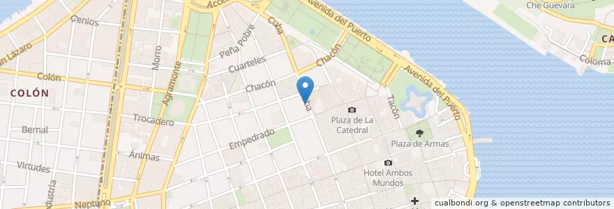 Mapa de ubicacion de Bohemia Habana Librería BAR en Cuba, L'Avana, La Habana Vieja.