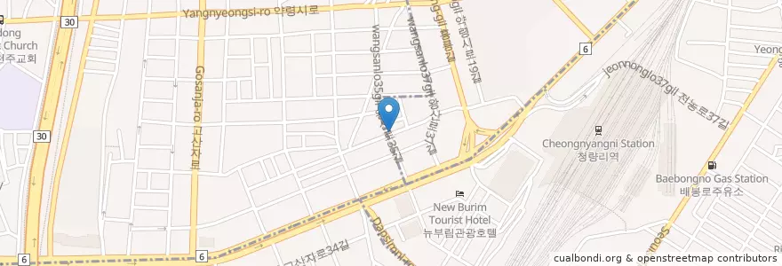 Mapa de ubicacion de 청량리통닭골목 en 대한민국, 서울, 동대문구, 청량리동, 청량리동.