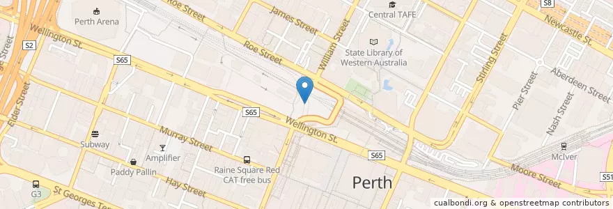Mapa de ubicacion de The Shoe en オーストラリア, 西オーストラリア, City Of Perth.
