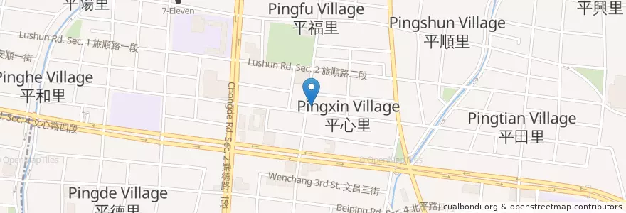 Mapa de ubicacion de 二鍋頭東山鴨頭 en 타이완, 타이중 시, 베이툰 구.