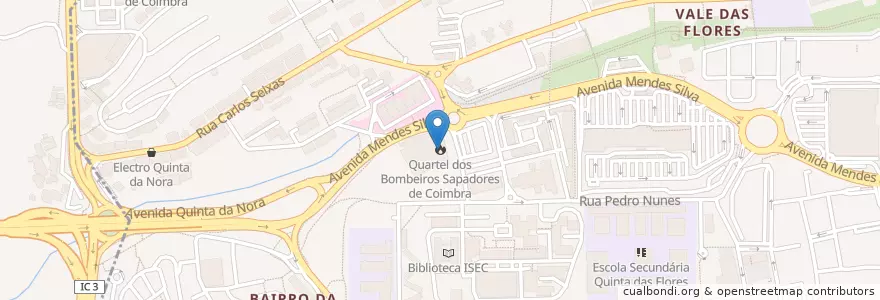 Mapa de ubicacion de Quartel dos Bombeiros Sapadores de Coimbra en Portugal, Centro, Baixo Mondego, Coimbra, Coimbra.