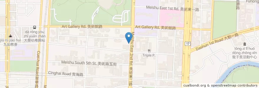 Mapa de ubicacion de 爭鮮迴轉壽司-美術店 en تايوان, كاوهسيونغ, 鼓山區.