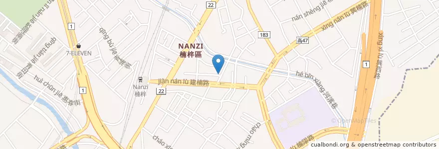 Mapa de ubicacion de 紅發餛飩專賣店 en Taiwán, Kaohsiung, 楠梓區.