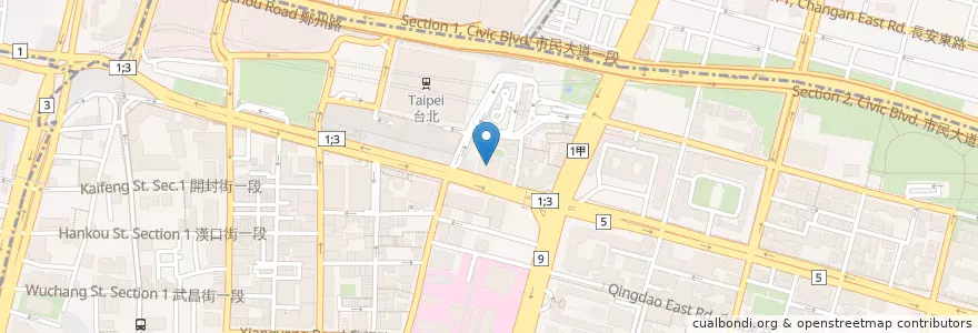 Mapa de ubicacion de 天成大飯店 en 臺灣, 新北市, 臺北市, 中正區.