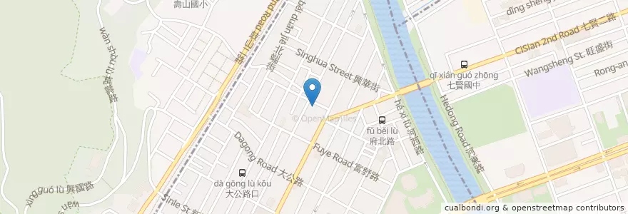 Mapa de ubicacion de 阿財雞絲麵 en Taiwan, Kaohsiung, 鹽埕區.