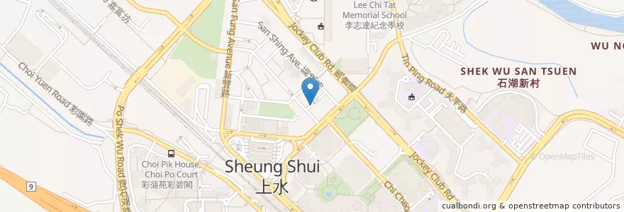 Mapa de ubicacion de Homy Burger Cafe en 中国, 香港, 广东省, 新界, 北區.