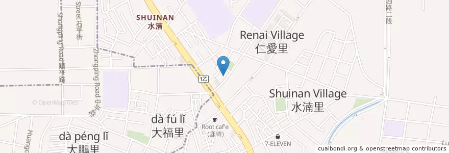 Mapa de ubicacion de 蘭記牛肉麵 en 台湾, 台中市, 北屯区.