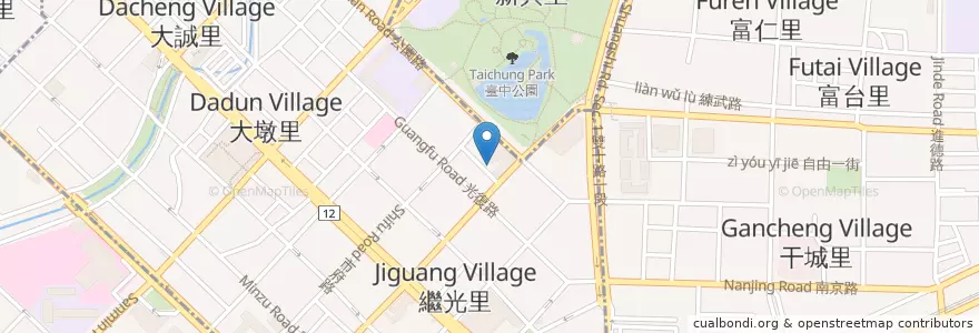 Mapa de ubicacion de 堤拉泰式碳烤火鍋 en تایوان, تایچونگ, 中區.