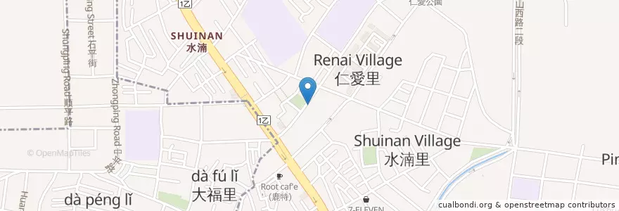 Mapa de ubicacion de 大樹下蔬食 en Тайвань, Тайчжун, 北屯區.