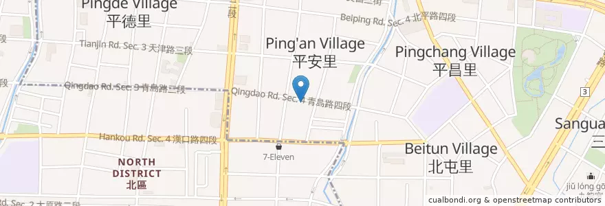 Mapa de ubicacion de 冊竹園鍋坊 en 台湾, 台中市, 北屯区, 北区.
