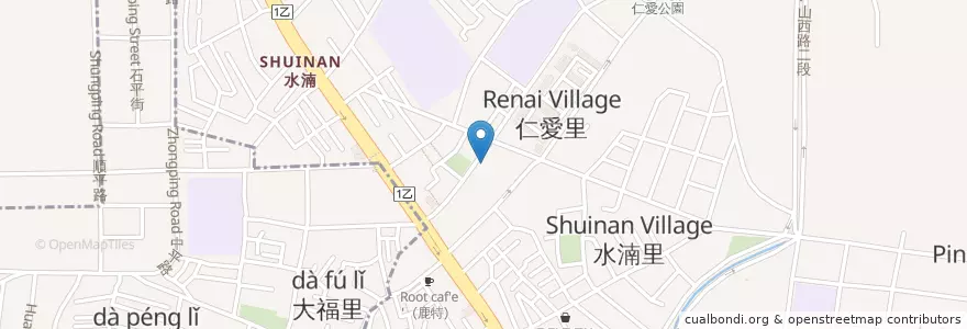 Mapa de ubicacion de 鹹米苔目 en 臺灣, 臺中市, 北屯區.