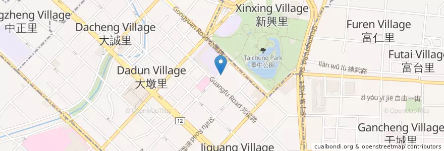 Mapa de ubicacion de 阿坤麵 en Taiwán, Taichung, 中區.