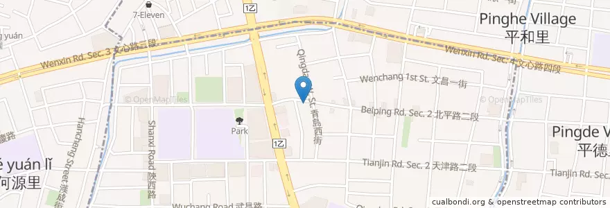 Mapa de ubicacion de 海人極究海鮮烤物 en 臺灣, 臺中市, 北屯區, 北區.