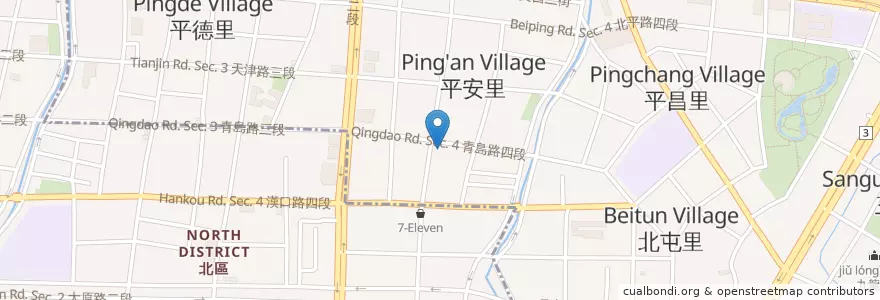 Mapa de ubicacion de 水電工鮮肉包 en 臺灣, 臺中市, 北屯區, 北區.