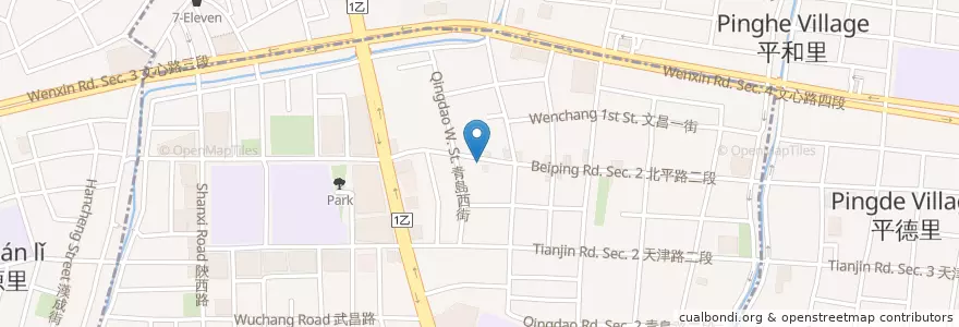 Mapa de ubicacion de 溫州大餛飩 en 臺灣, 臺中市, 北屯區, 北區.