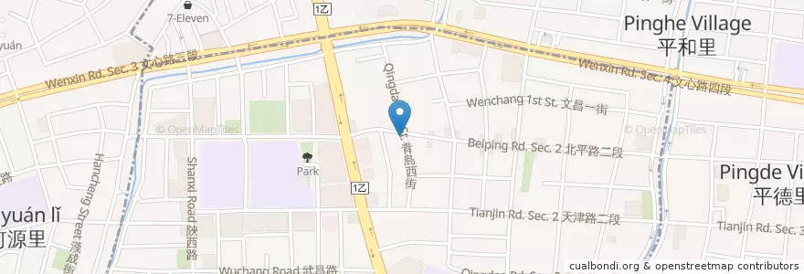 Mapa de ubicacion de 潮州肉圓 en Taiwan, Taichung, 北屯區, 北區.
