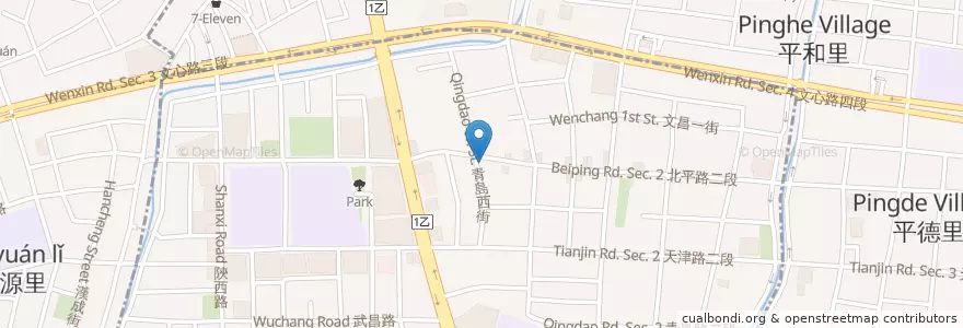 Mapa de ubicacion de 台南無刺虱目魚粥 en 臺灣, 臺中市, 北屯區, 北區.