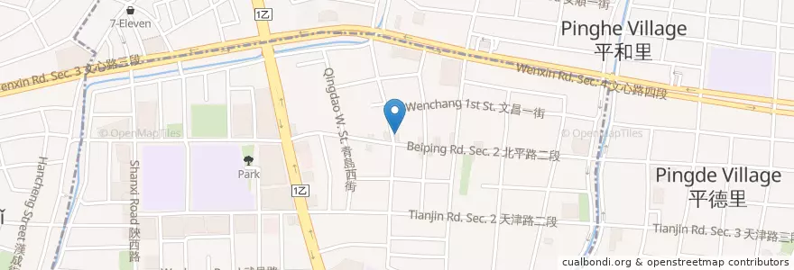 Mapa de ubicacion de 鈞苰牛肉麵 en Taiwan, Taichung, 北屯區, 北區.