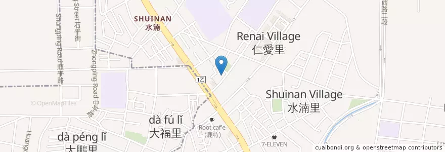 Mapa de ubicacion de 藍天排骨飯 en Тайвань, Тайчжун, 北屯區.