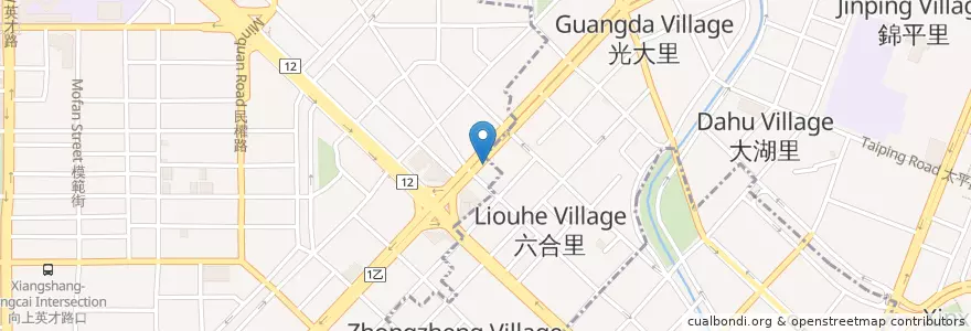 Mapa de ubicacion de 大員鮮魚湯 en Taiwan, 臺中市, 北區.