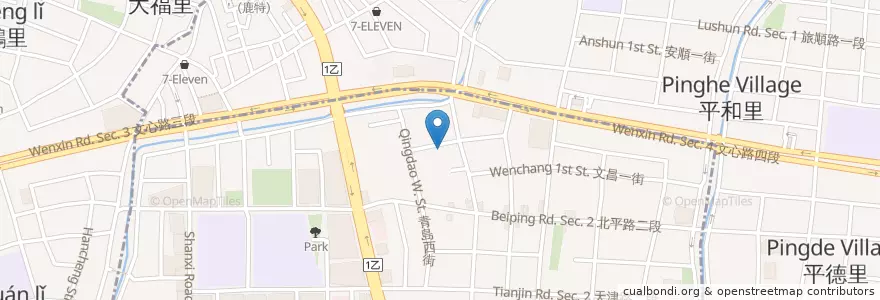 Mapa de ubicacion de 欣饗事成 en تایوان, تایچونگ, 北屯區, 北區.