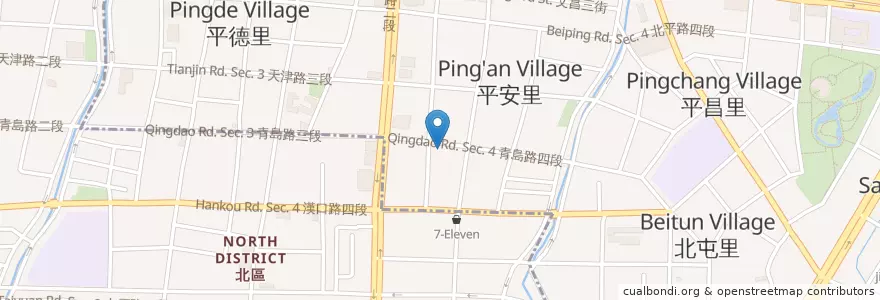 Mapa de ubicacion de 一炮紅茶鋪 en 台湾, 台中市, 北屯区, 北区.
