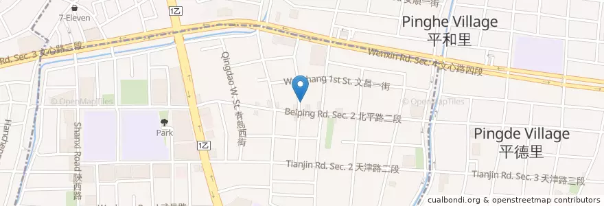 Mapa de ubicacion de 開源社香雞排 en 台湾, 台中市, 北屯区, 北区.