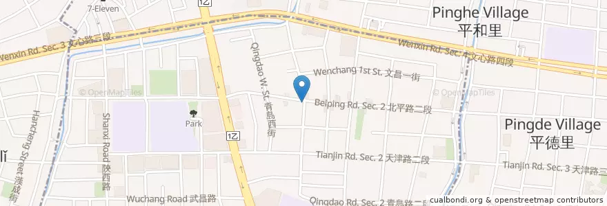Mapa de ubicacion de 湘舍麵窯 en 臺灣, 臺中市, 北屯區, 北區.