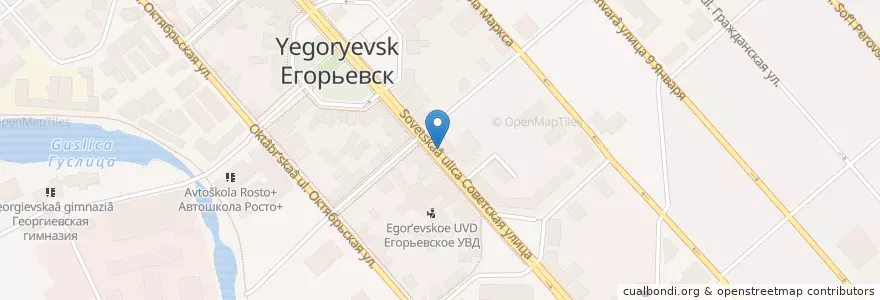 Mapa de ubicacion de Почта Банк en ロシア, 中央連邦管区, モスクワ州, Городской Округ Егорьевск.