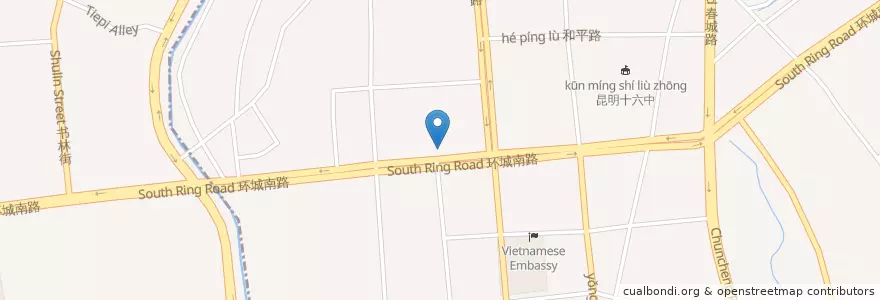 Mapa de ubicacion de China Minsheng bank en Çin, Yünnan, 昆明市, 官渡区, 太和街道.