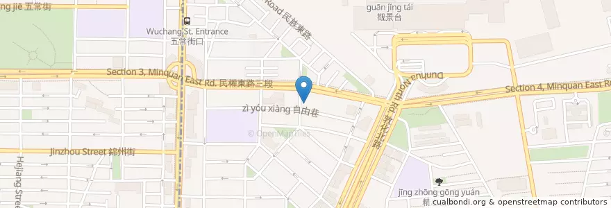 Mapa de ubicacion de 霸味薑母鴨 en Taiwan, Nuova Taipei, Taipei, Distretto Di Songshan.
