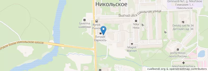 Mapa de ubicacion de Helix en Russia, Northwestern Federal District, Leningrad Oblast, Tusina District, Никольское Городское Поселение.