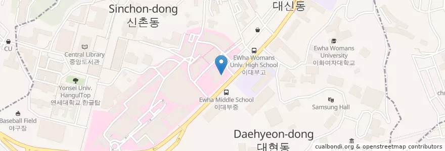 Mapa de ubicacion de Dunkin' Donuts en Corea Del Sur, Seúl, 서대문구, 신촌동.