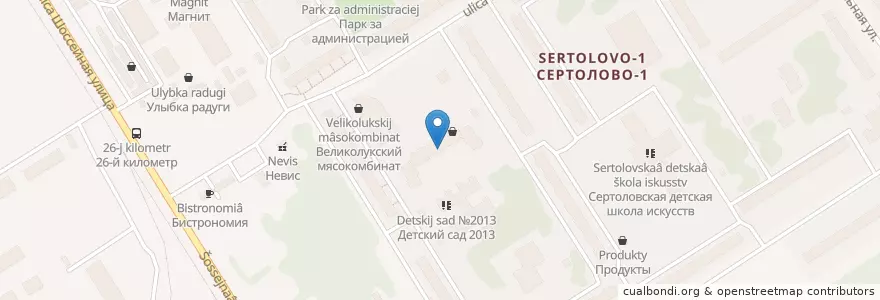 Mapa de ubicacion de Хеликс en Russland, Föderationskreis Nordwest, Oblast Leningrad, Всеволожский Район, Сертоловское Городское Поселение.